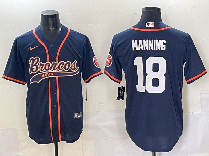 Men 2025 Denver Broncos #18 Manning Blue  joint name 2024 Nike Limited NFL Jersey style 1